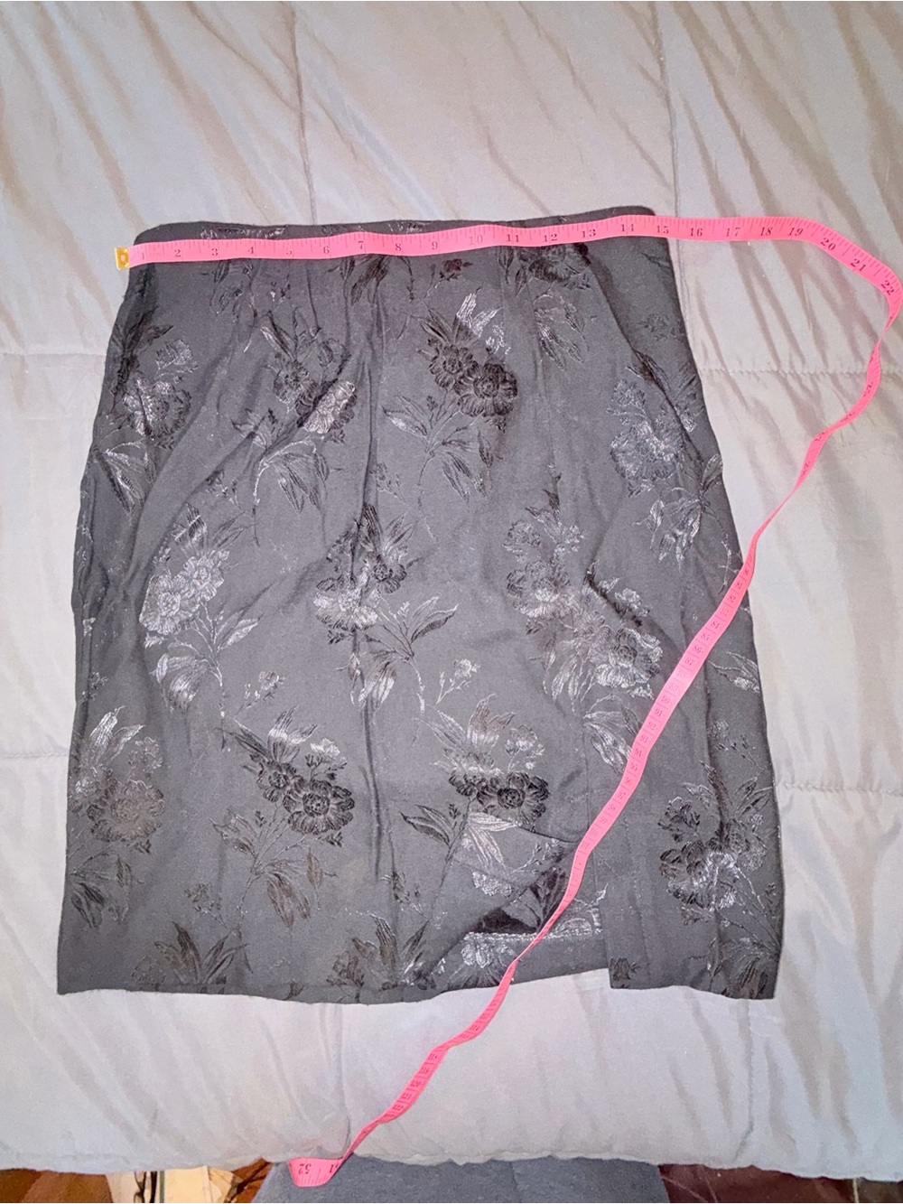 Vintage Black Floral Jacquard Pencil Skirt - Picture 5 of 6
